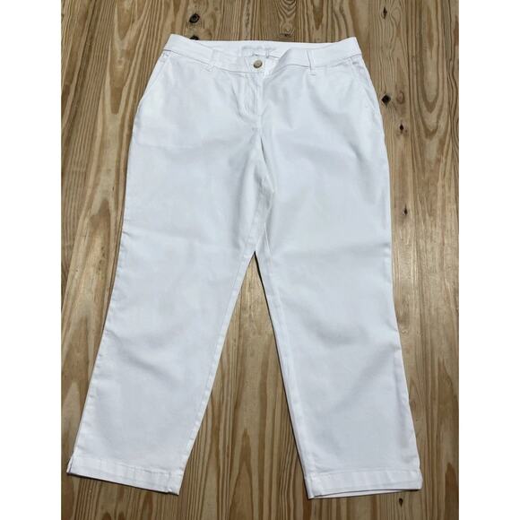 TOMMY BAHAMA 'New Sail Away' Stretch Cotton Twill Crop Pant White size 10 - Picture 1 of 6